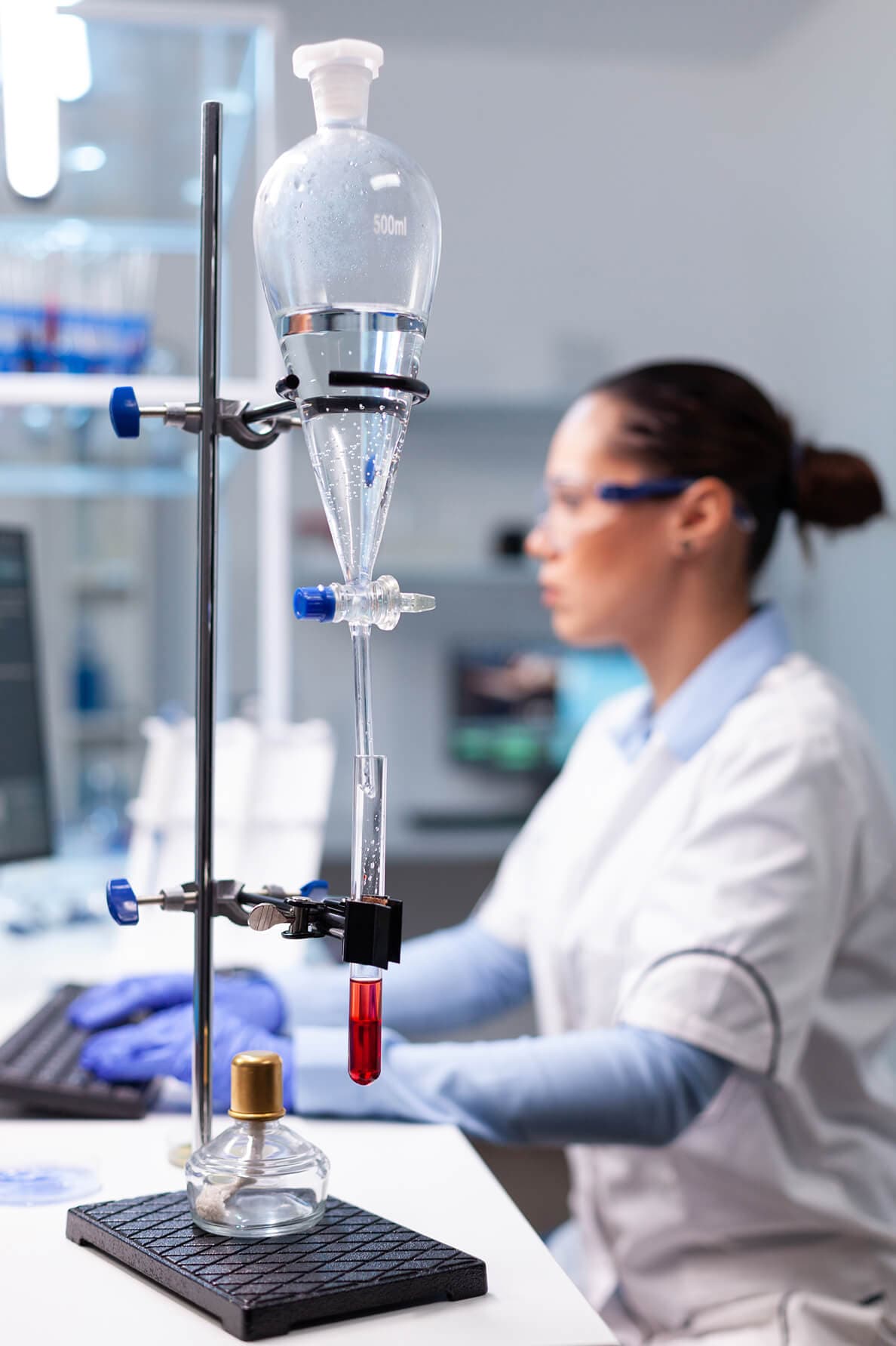 Specialist Laboratory Worker Woman Typing