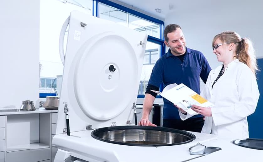 Technician installing equipment.